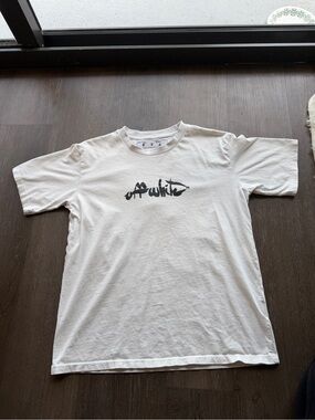 Off-White White T-Shirt with Black Script Logo